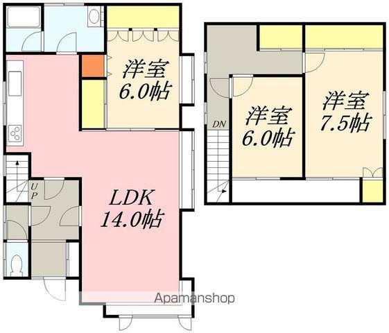 函館市電本線湯川線 五稜郭公園前駅 徒歩13分 2階建 築40年(3LDK)の間取り写真