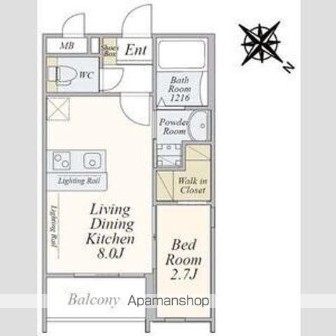 PLUS A HAKATA MODERNO(1LDK/3階)の間取り写真