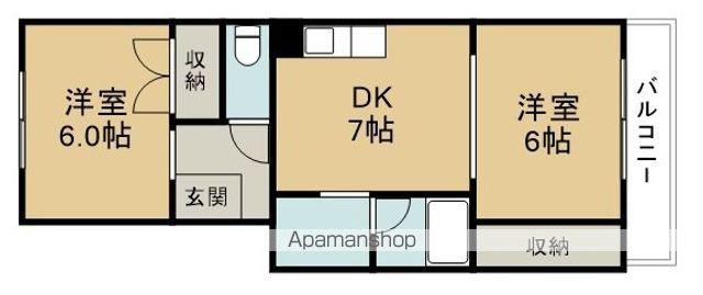杜栄マンションS棟(2DK/1階)の間取り写真