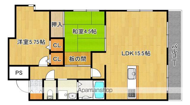 ギャラクシー三国ヶ丘(2LDK/1階)の間取り写真
