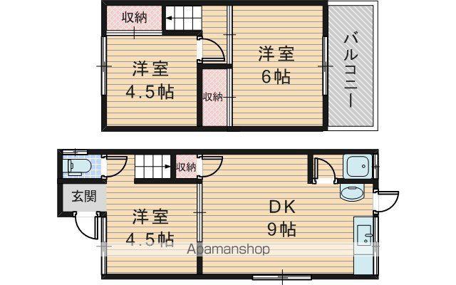 南海電鉄高野線 我孫子前駅 徒歩4分 2階建 築55年(3DK)の間取り写真