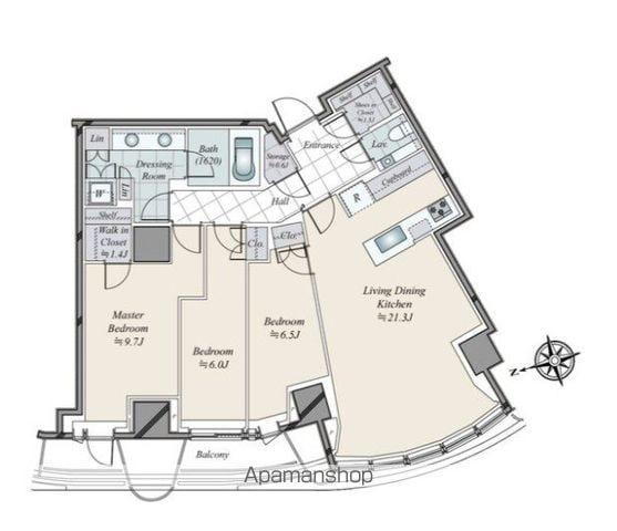 パークコート神宮北参道 ザ タワー(3LDK/24階)の間取り写真