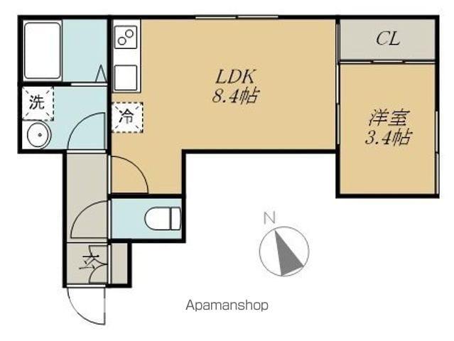 シャイニングパレス宮城野原(1LDK/2階)の間取り写真
