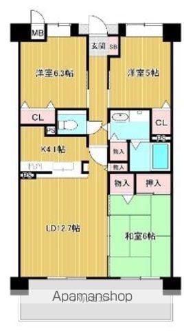 ユートピア大入(3LDK/7階)の間取り写真