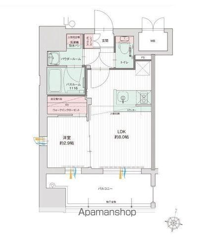 グランフォーレプライム千早(1LDK/5階)の間取り写真