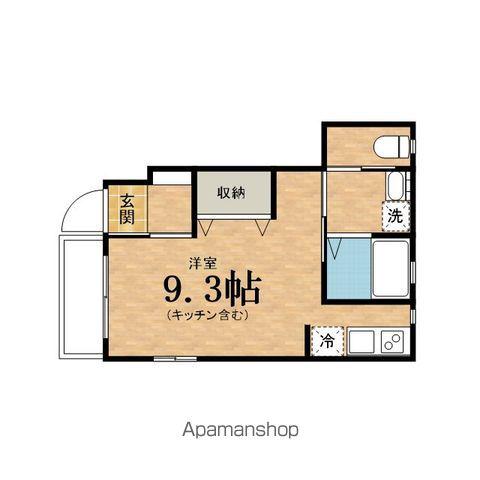 GREEN・FOREST B棟(ワンルーム/1階)の間取り写真