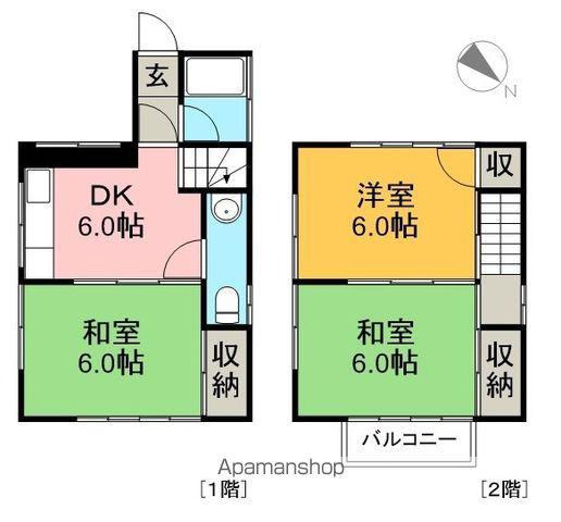 土讃線 薊野駅 徒歩9分 2階建 築39年(3DK)の間取り写真