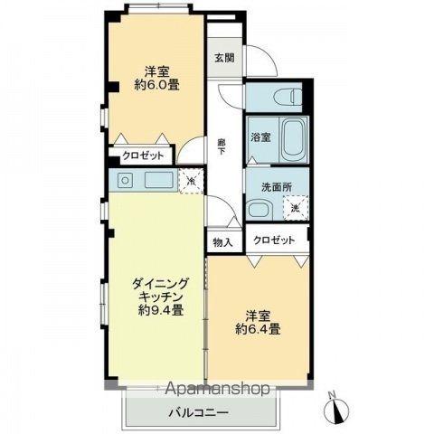 フォブール沖(2DK/2階)の間取り写真