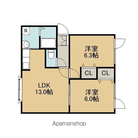 レインボーハウス優(2LDK/1階)の間取り写真
