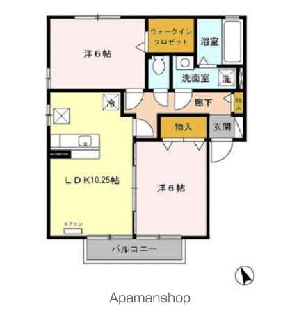 リビングタウンみらい平C棟(2LDK/1階)の間取り写真