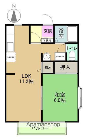 ハイツアガペー(1LDK/2階)の間取り写真