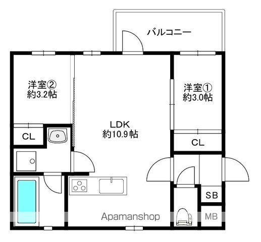 MODERN ASPIRATION 薬院COURT 2丁目(2LDK/5階)の間取り写真