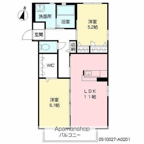 フェリーチェ三川Ⅰ(2LDK/2階)の間取り写真