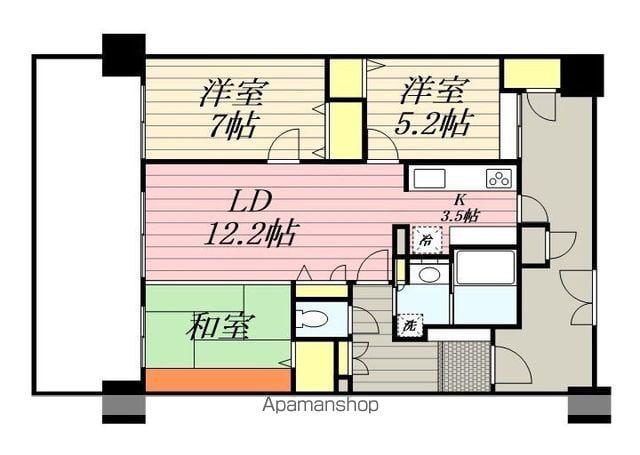 パークサンリヤン博多の森 I・Ⅱ番館(3LDK/10階)の間取り写真