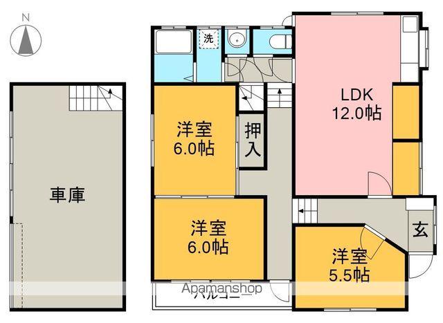 とさでん交通伊野線 宮の奥駅 徒歩7分 2階建 築56年(3LDK)の間取り写真