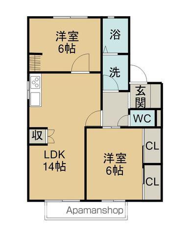 ホウプハウスA棟(2LDK/2階)の間取り写真
