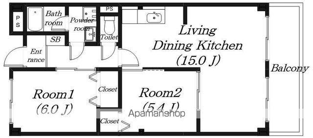 カサ・デ・リンピア(2LDK/3階)の間取り写真