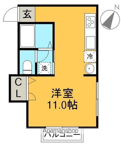 シャレー三の丸(ワンルーム/2階)の間取り写真