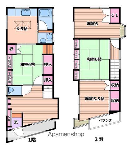 東武伊勢崎・大師線 牛田駅(東京) 徒歩5分 2階建 築41年(4K)の間取り写真