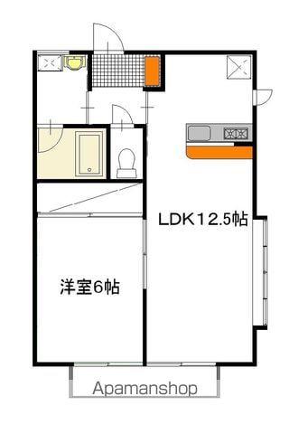 DUO COURT NOZAKI B棟(1LDK/1階)の間取り写真