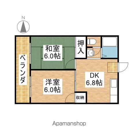 青杏ビル(2LDK/3階)の間取り写真