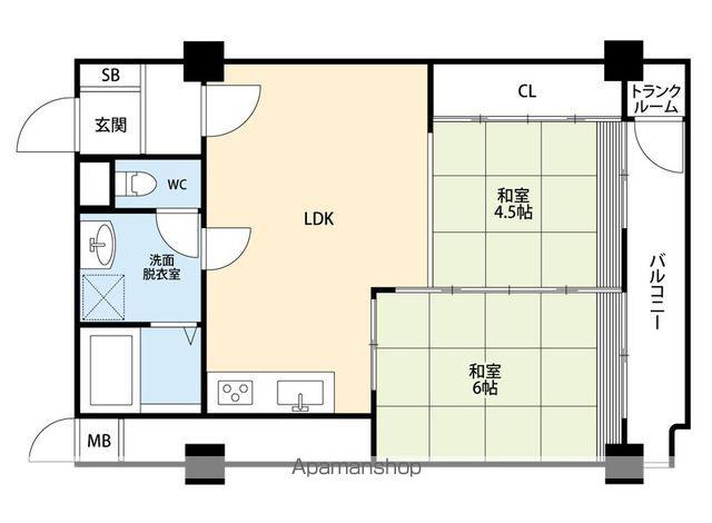春日原パークマンション(2LDK/7階)の間取り写真