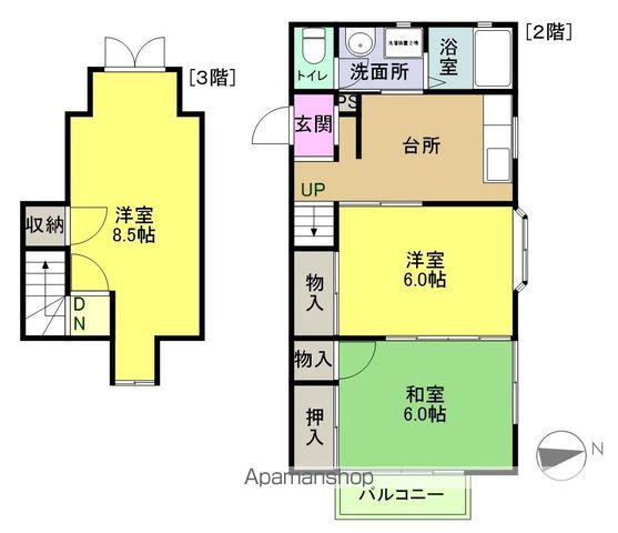 アーバンヒルズ中郷(3DK/2階)の間取り写真