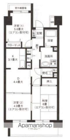 ハイランド磯子1(3DK/6階)の間取り写真