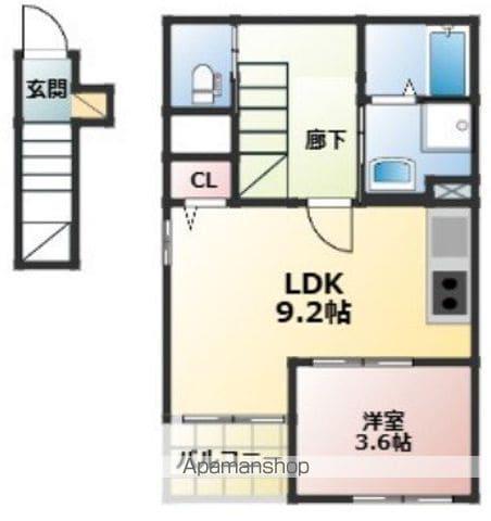 URBEN NEST(1LDK/2階)の間取り写真