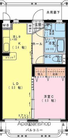 HARMONY西高松(1LDK/2階)の間取り写真