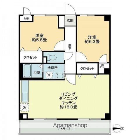 フィネス幸(2LDK/3階)の間取り写真