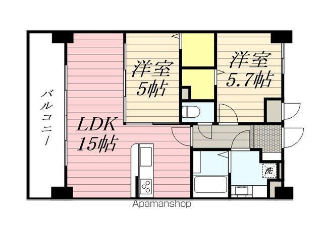 グランセル(2LDK/5階)の間取り写真
