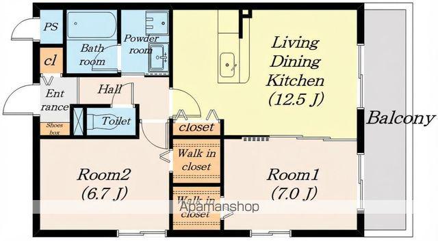 ラフィーネ千代田(2LDK/2階)の間取り写真