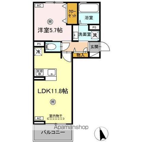 パストラル松橋Ⅱ(1LDK/2階)の間取り写真