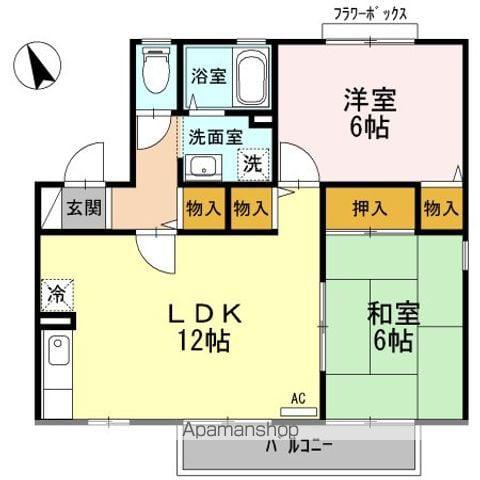 シャルマンHAMA B(2LDK/2階)の間取り写真