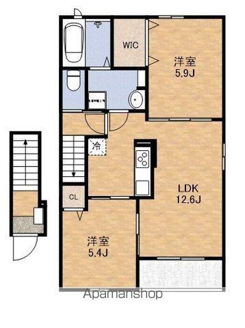 オリーブ井原里A棟(2LDK/2階)の間取り写真