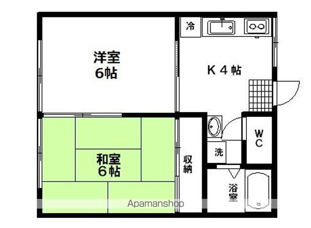 岩城アパート(2K/1階)の間取り写真