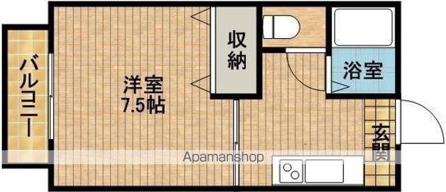 ルーム緑ノ丘(1K/1階)の間取り写真