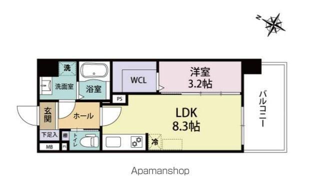 ARISTA箱崎(1LDK/2階)の間取り写真