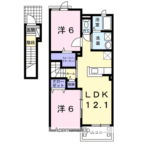 ドゥマンクレールⅠ(2LDK/2階)の間取り写真