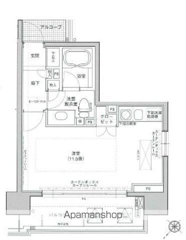 ファミールグラン銀座4丁目オーセンティア(ワンルーム/2階)の間取り写真