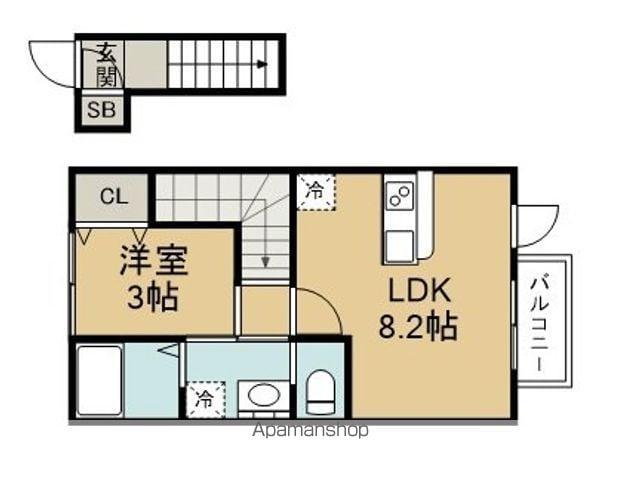 CASA BONITA薬師堂(1LDK/2階)の間取り写真