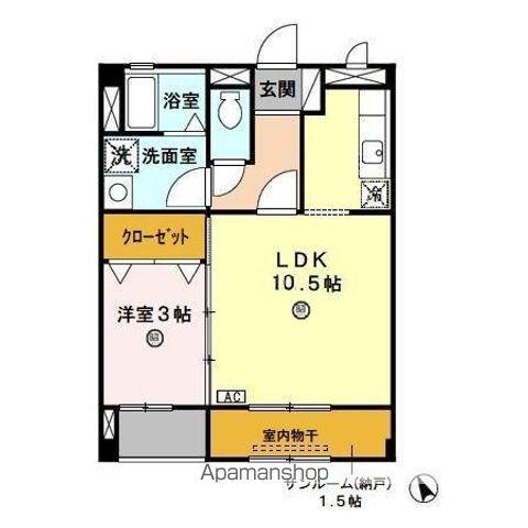 サンフラワー(1LDK/3階)の間取り写真