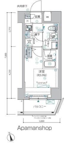 ヴァローレ松戸フィーロ(1K/10階)の間取り写真