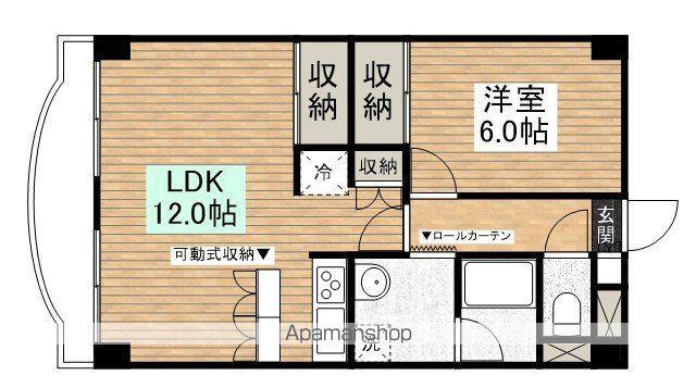 カーサ岸町(1LDK/3階)の間取り写真