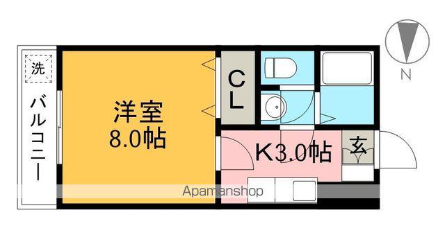 ライフ塩田(1K/4階)の間取り写真