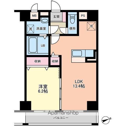 ノワールレジデンス飯田町(1LDK/2階)の間取り写真