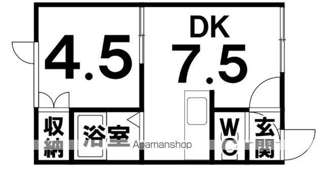 フラッグⅡ(1DK/2階)の間取り写真