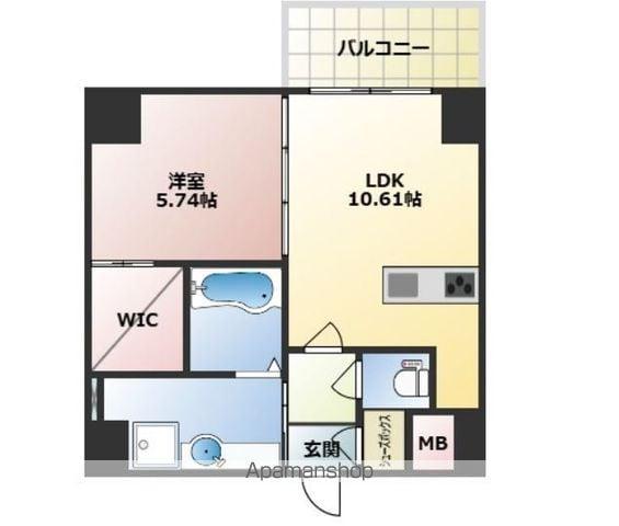 CREST西新(1LDK/6階)の間取り写真