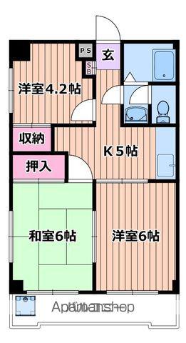 越ゴールデンフラット(3K/1階)の間取り写真